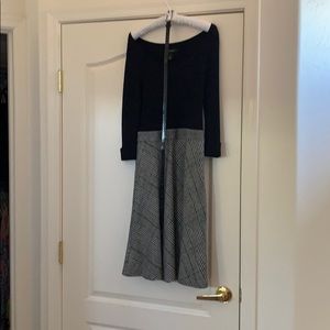 Black and white fit and flare dress